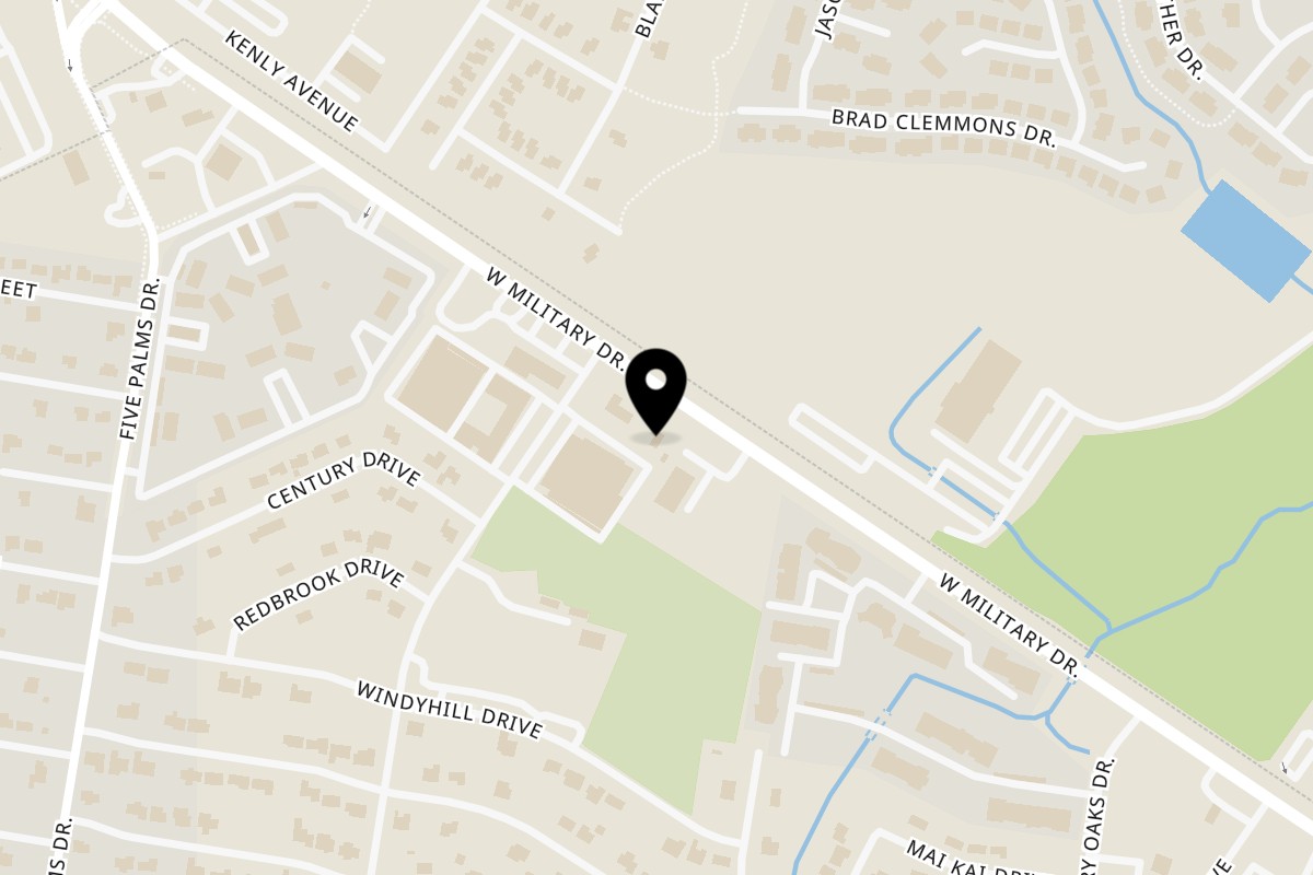 Map showing the location of Reynita's Cafe on 5368 Military Dr W in San Antonio